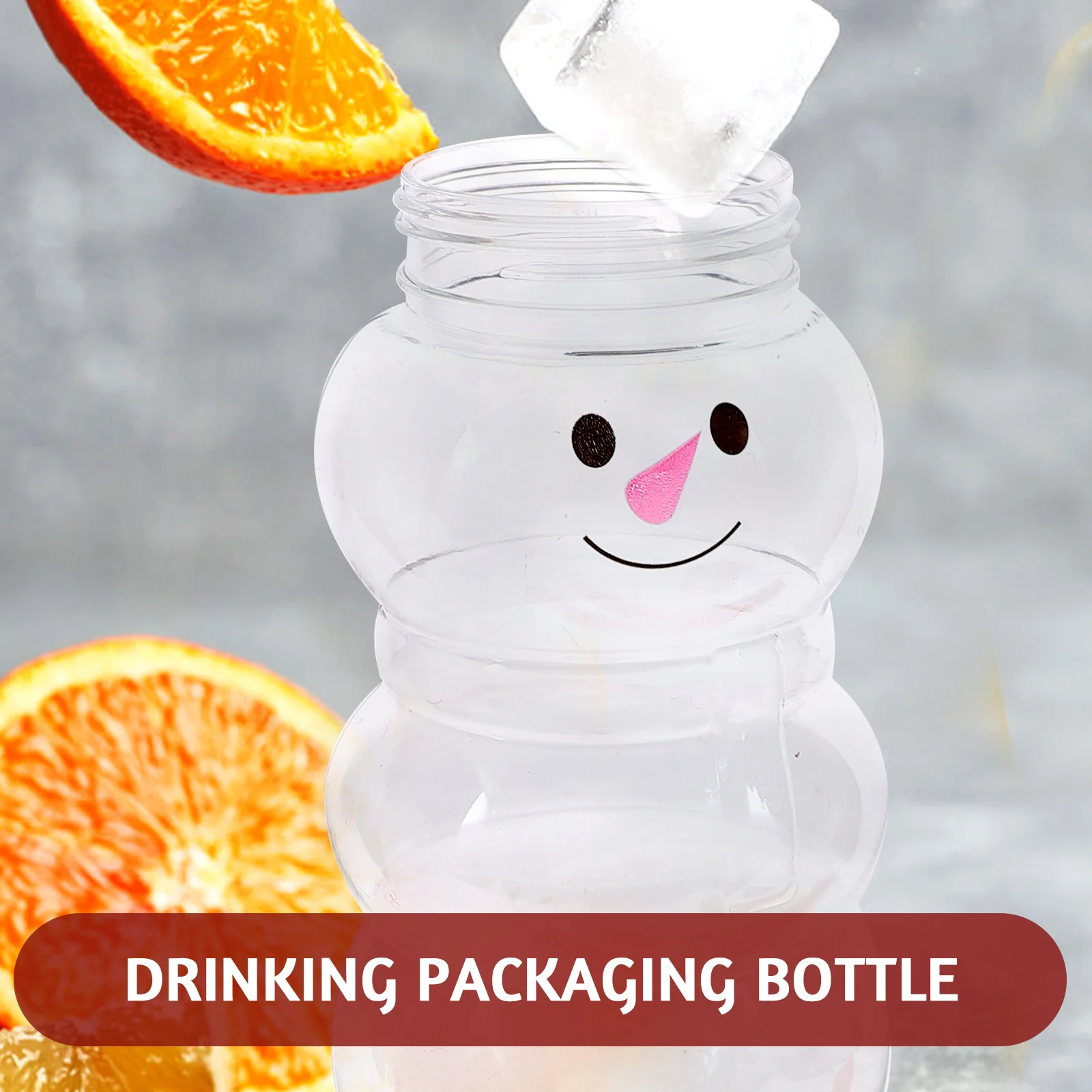 10Sets Milk Tea Bottles Christmas Snowman Shape Portable Juice Bottles with Caps for Party Beverage Gift Empty Storage