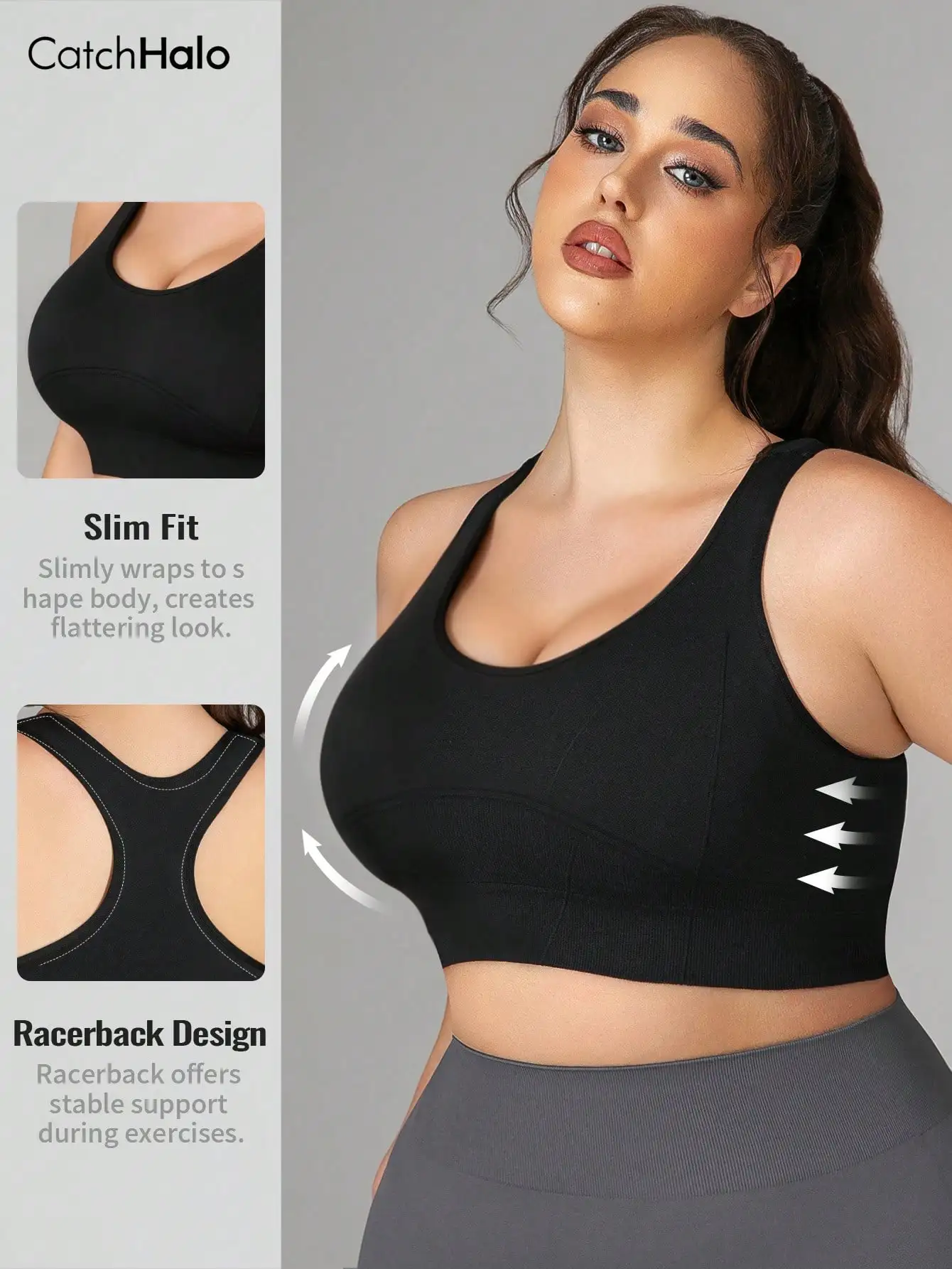 Plus Plus Size Racerback Sports Bra Women Wide Strap Removable Pads Wireless Gym Yoga Bra Breathable Fitness Workout Crop Top - Aliexpress Deal