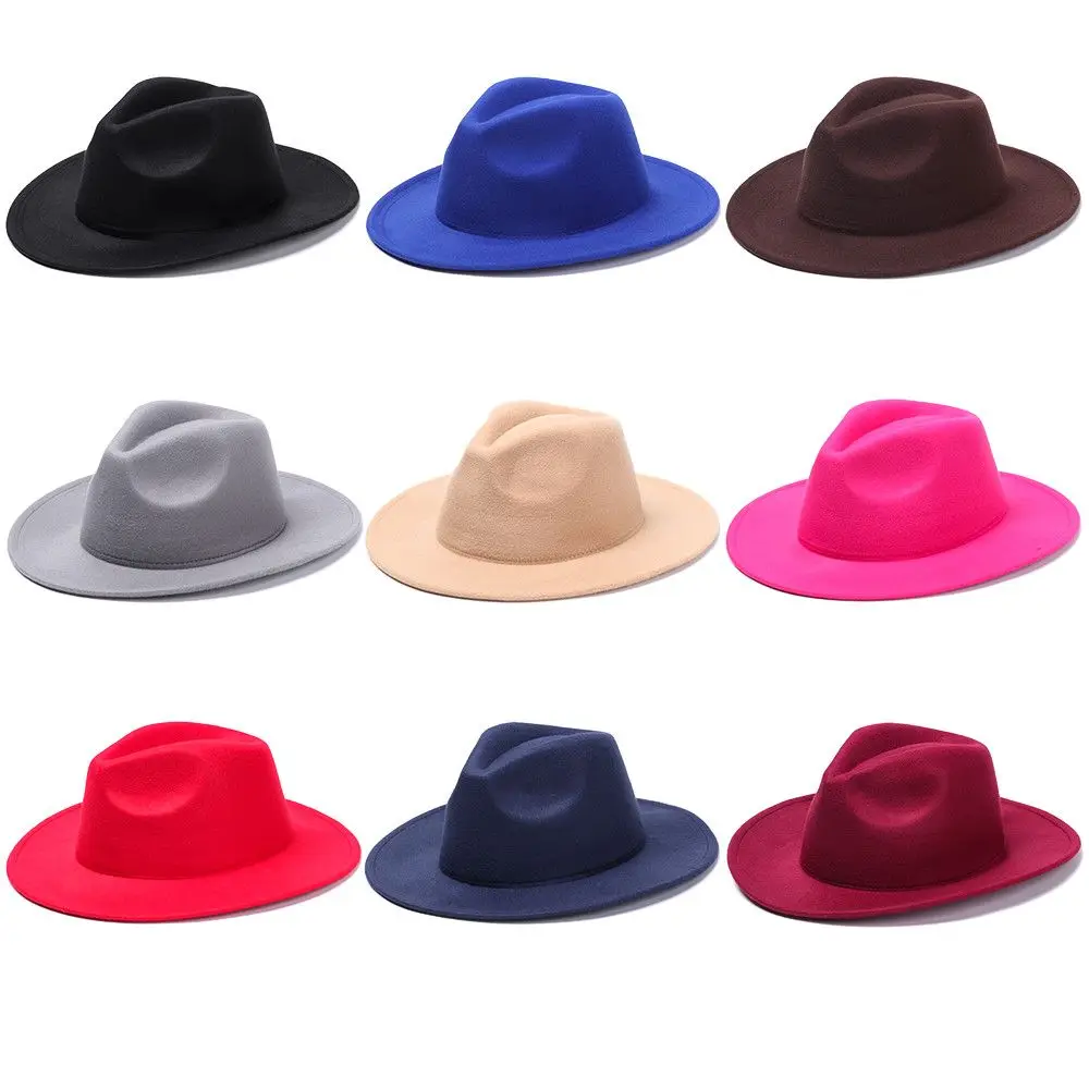Vintage Wide Brim Cowboy Hat Women Men Dress Dance Party Stage Performance Jazz Cap Panama Fedora Hat