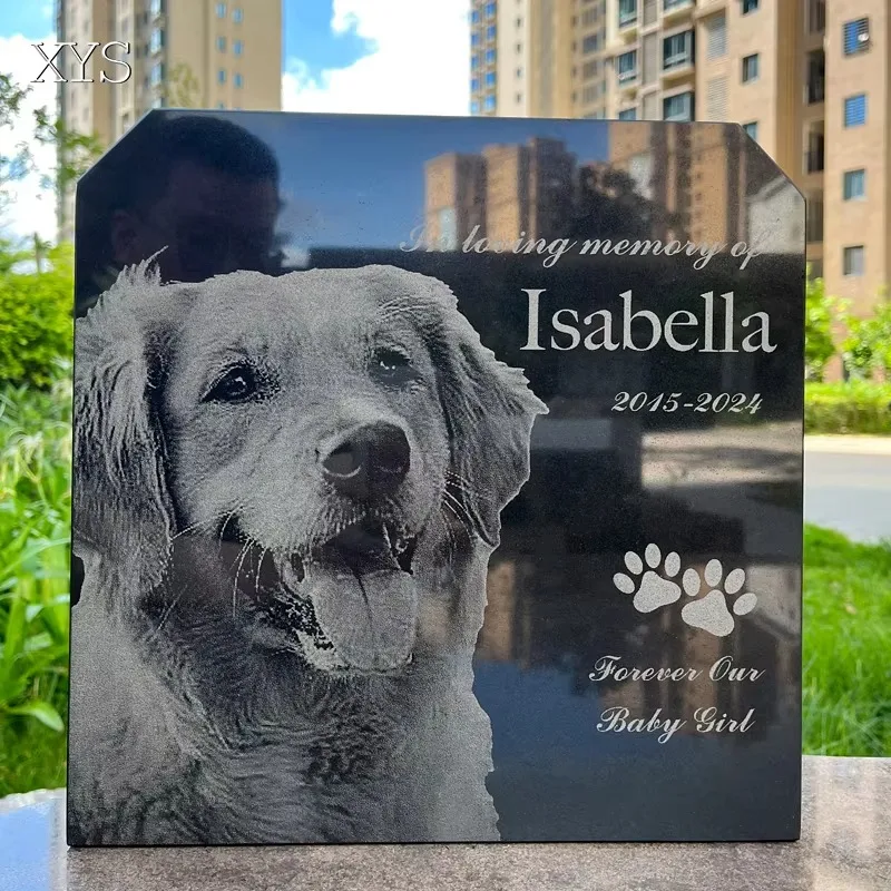 Custom Natural Granite Pet Dog & Cat Tombstone Small Animal Memorial Sculpture with Modern Design for Garden Use