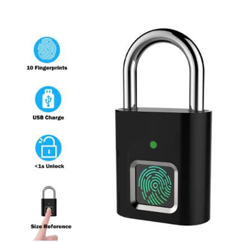 Z30 Dropshipping Smart Biometric Thumbprint Door USB Rechargeable Padlocks Portable Anti-Theft Fingerprint Lock for Bag Drawer