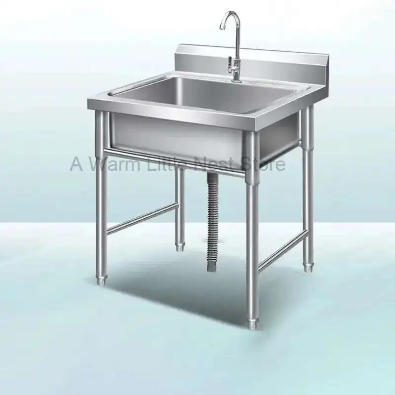 

Stainless Steel Kitchen Sinks Floor-standing Multi-size Sink with Stand Commercial Kitchen Sink Wash Basin Kitchen Accessories