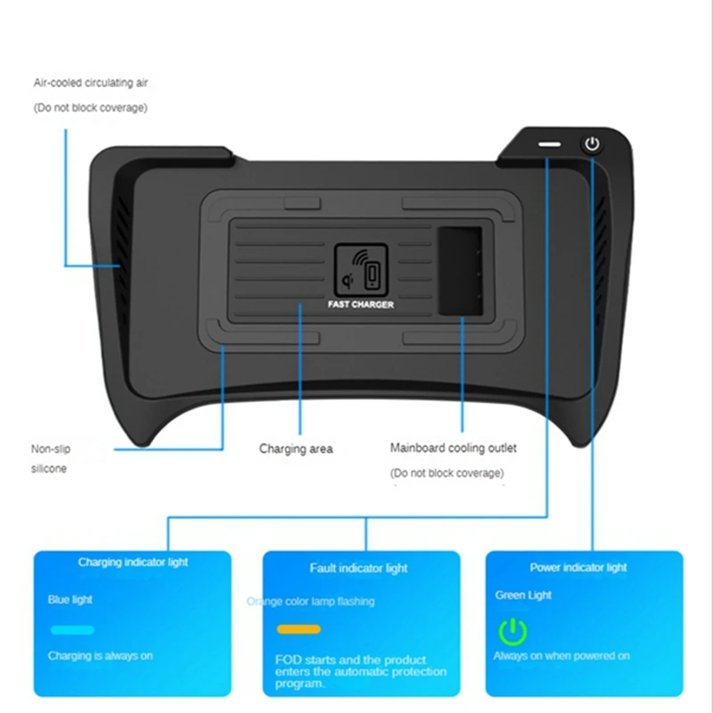 1 PCS 15W Car Wireless Charger Phone Charger Charging Plate Pad Phone Holder For Toyota Harrier Venza 2022