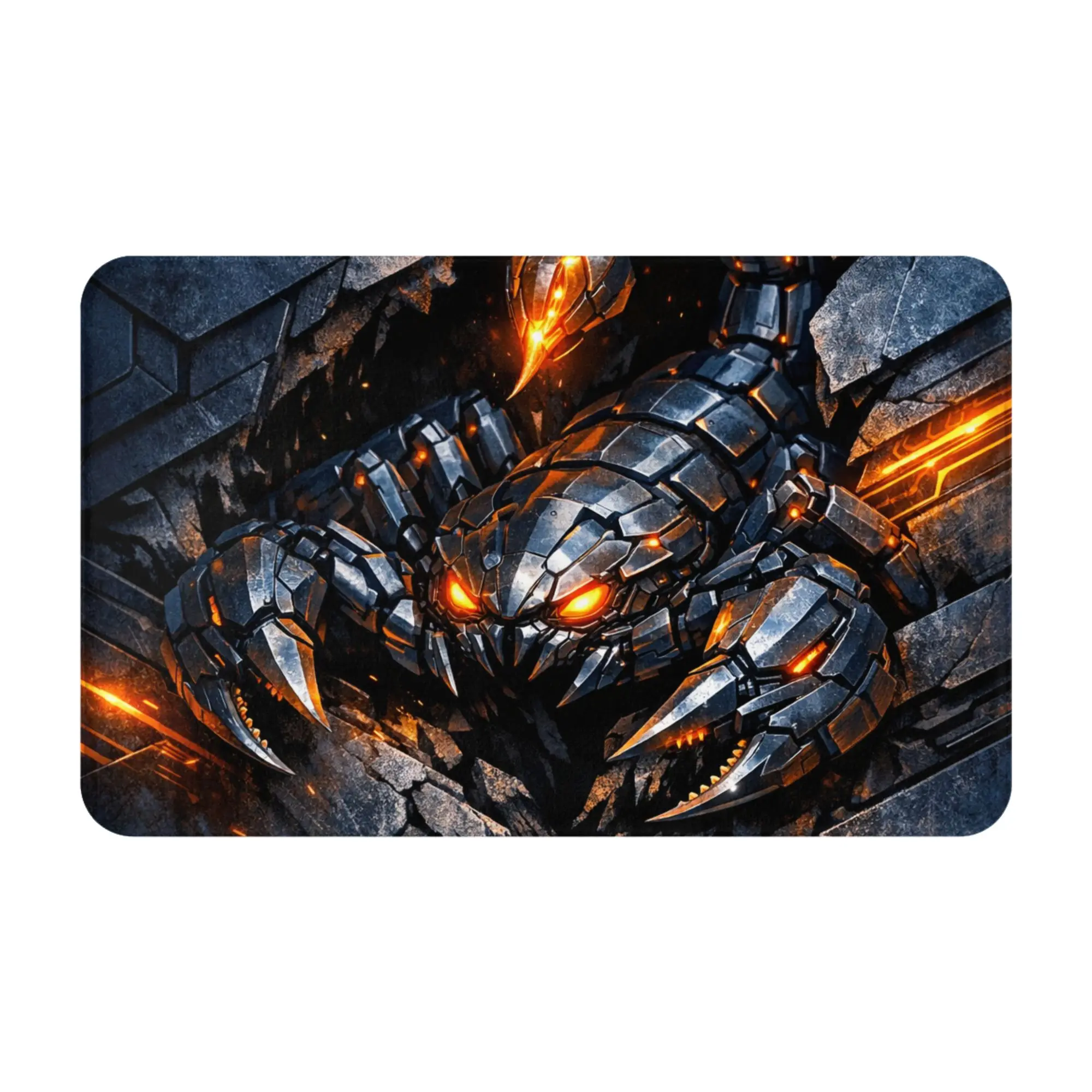 Fiery Armored Robot Dark Sci Fi Warrior Art Non-slip Doormat Kitchen Mat  Entrance Indoor Home Decorative