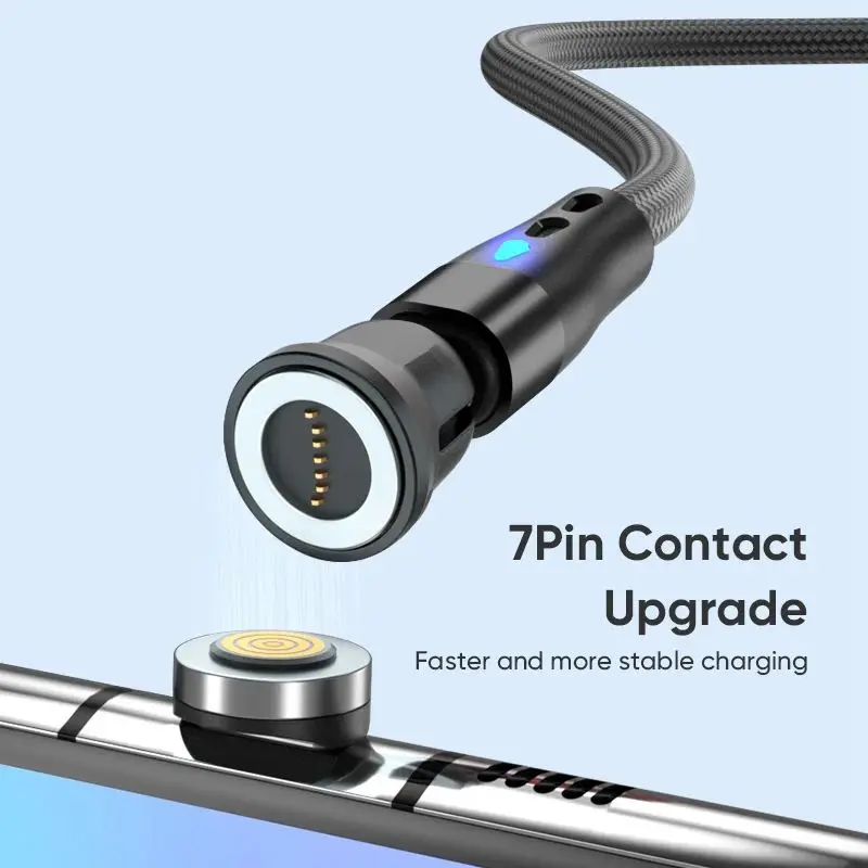 7Pin 3A USB-A Typ C Końcówki wtyczek magnetycznych Adapter kabla szybkiego ładowania do ładowarki magnetycznej Samsung 360 °   Złącze obrotowe