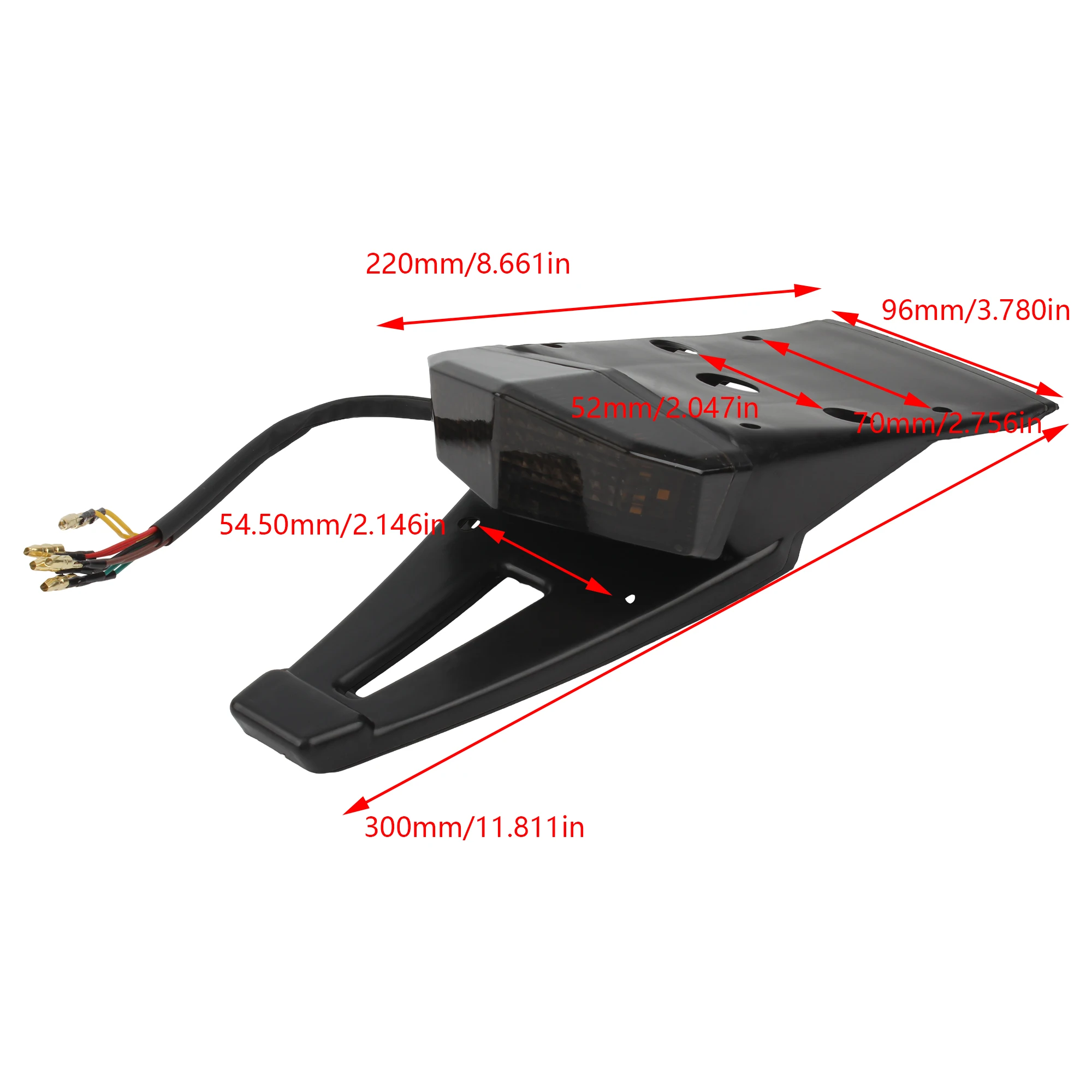 Universal 12V Motorcycle LED Tail Light Rear Fender Stop Brake Lights License Plate Light Bracket Holder for Dirt Bike Motorbike