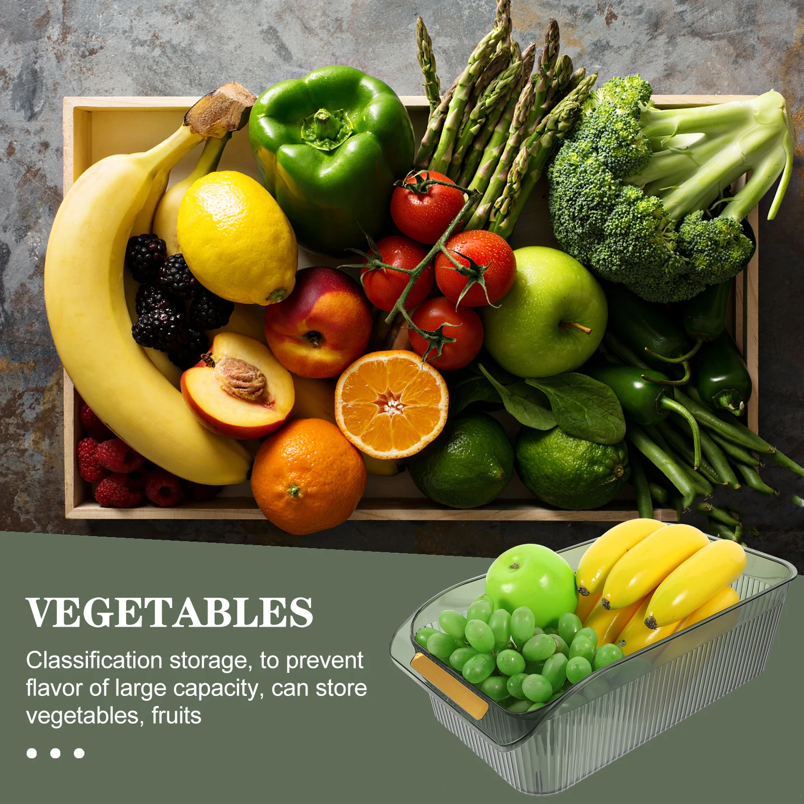 

Clear Large Capacity Refrigerator Storage Box Fresh Preservation Container For Fruits Vegetables Eggs Food Organizer Bins
