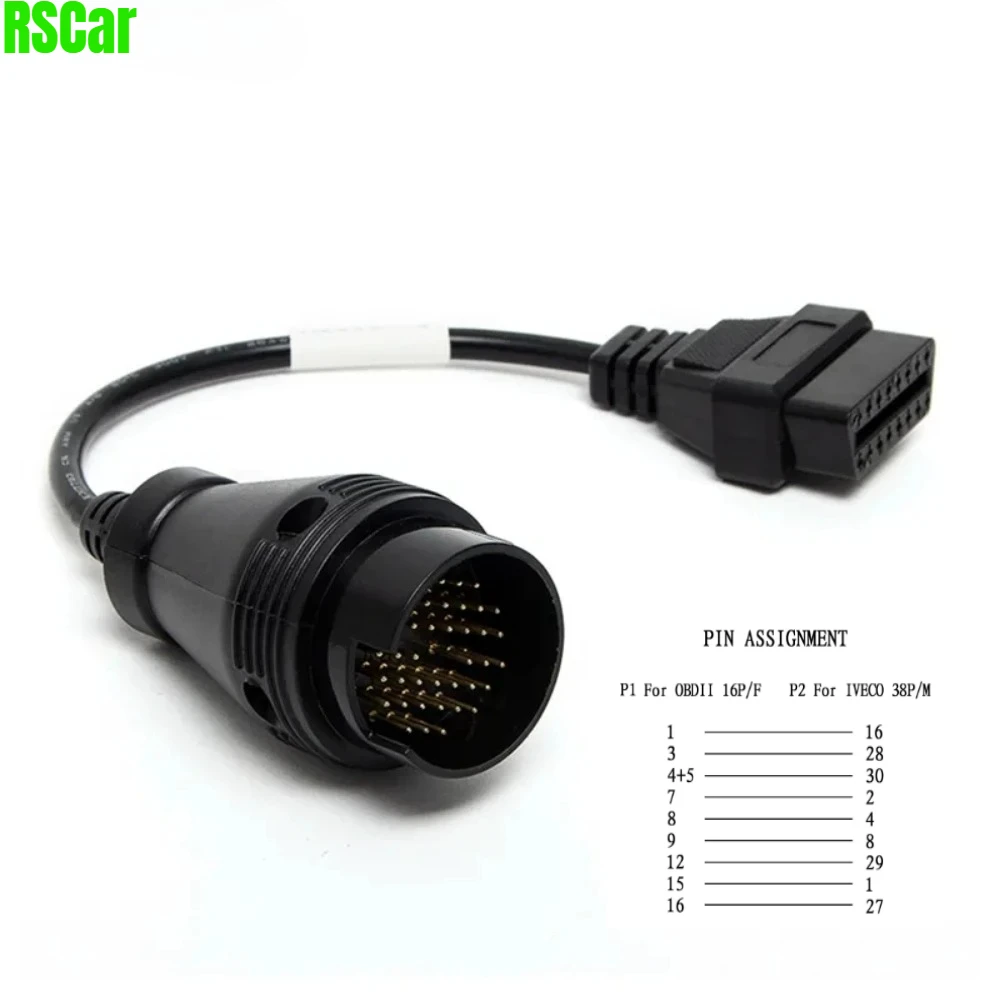 

НОВЫЙ кабель OBD2 для IVECO 38-контактный/30-контактный до 16-контактный соединительный кабель для тяжелых грузовиков, диагностический удлинительный кабель, вилка автомобильного интерфейса