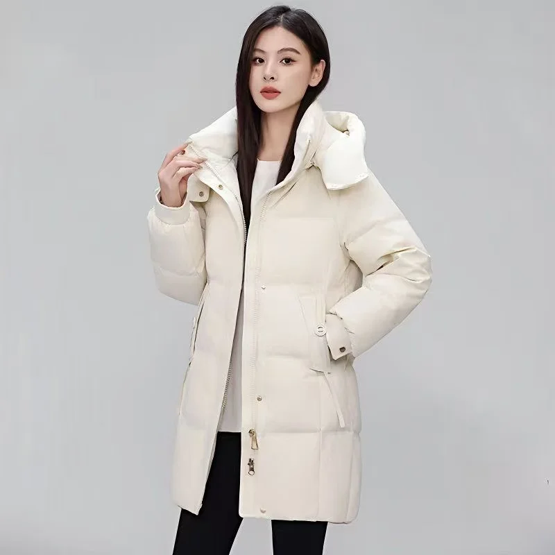 

Женское зимнее пальто, куртка, теплые пуховые хлопковые парки, новинка 2025 года, корейские женские толстые и теплые куртки средней длины, пальто с хлопковой подкладкой