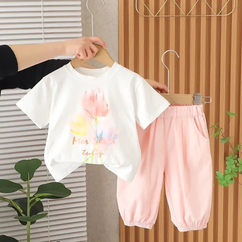 

New Summer Baby Girls Clothes Suit Children Casual Cute T-Shirt Shorts 2Pcs/Sets Kids Clothing Infant Costume Toddler Tracksuits