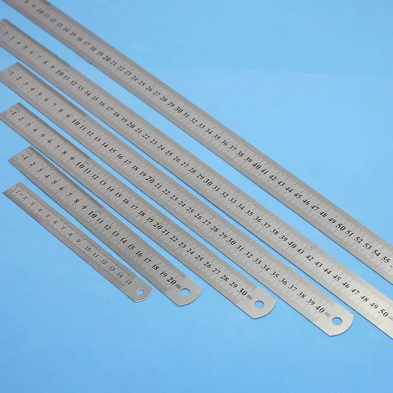 5pcs Metal Straight Ruler Precision Double Sided Precision Measuring Tool Scale Metric Ruler Accessories Soft Ruler 20/40cm