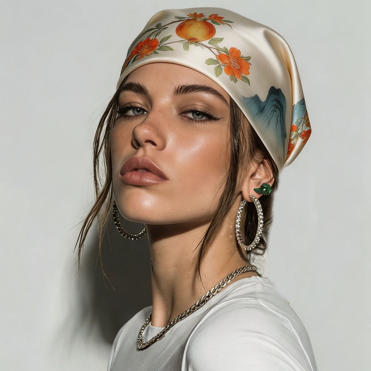 

100% Pure Silk Square Scarf Women Chinese Style Print Bandana Neckerchief Hair Scarf Headband Bag Accessory Luxury Soft Gift