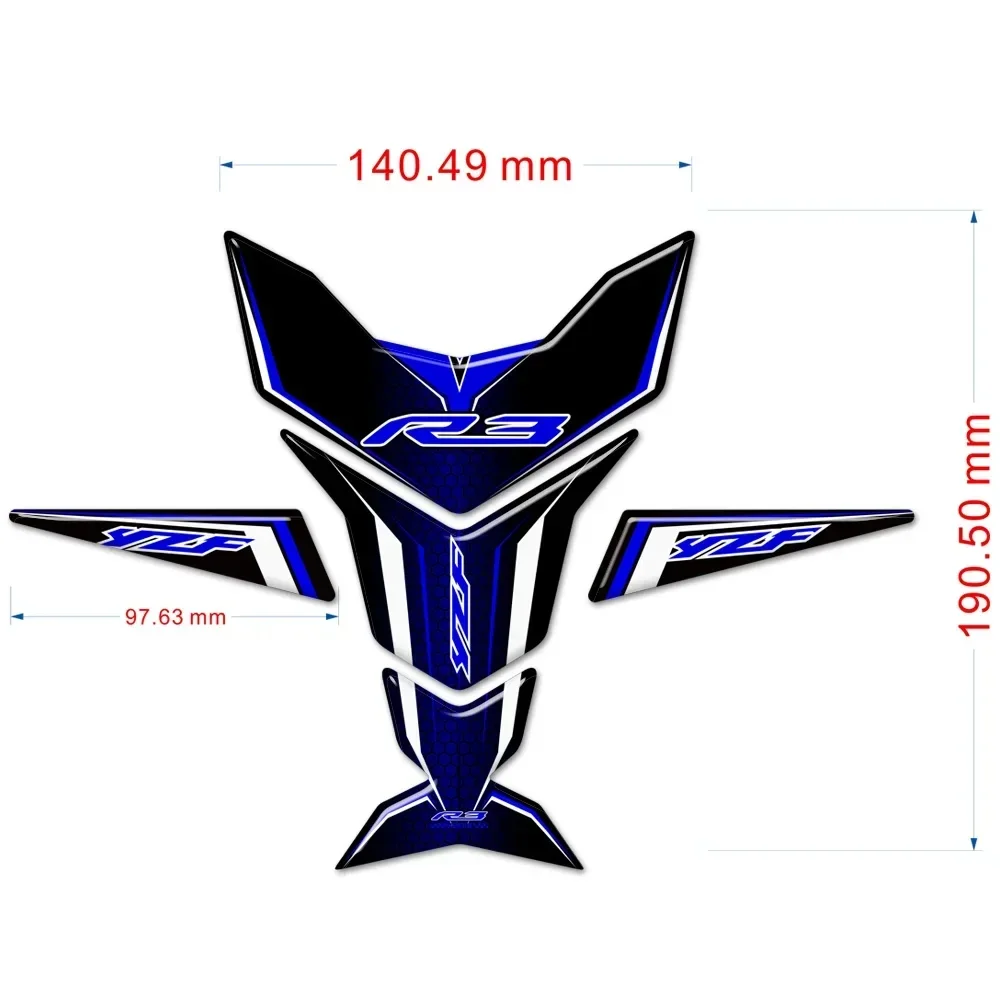 Voor Yamaha Yzf R3 YZF-R3 Yzfr3 2019-2022 Tank Pad Zijgrepen Gas Stookolie Kit Kniestickers Beschermer