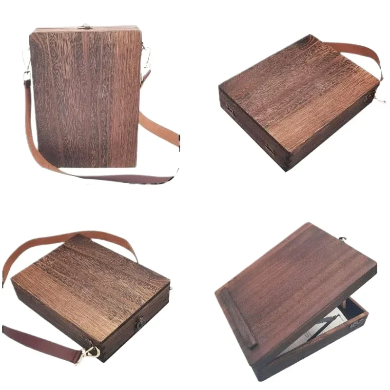 

New writer messenger wooden box New Chinese satchel writer wooden box Crossbody mailman storage box