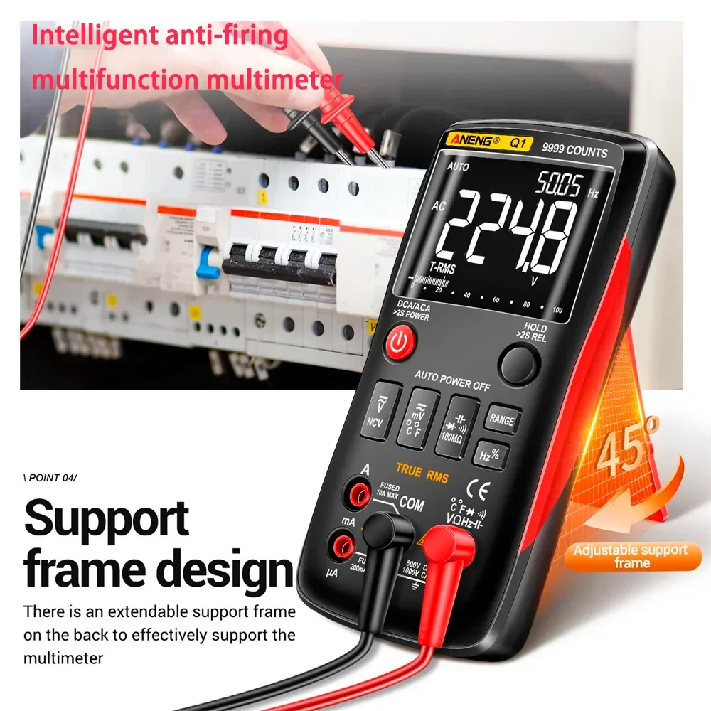 

Q1 Digital Multimeter 9999 Analog Tester True RMS Professional Multimetro DIY Transistor Capacitor NCV Testers Lcr Meter