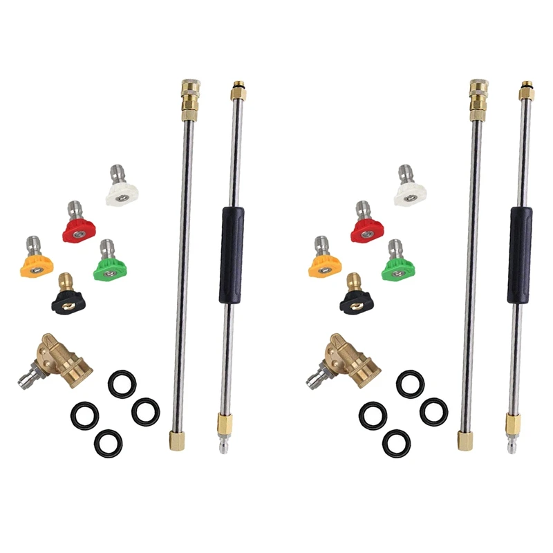 

Pressure Washer Extension Spray Wand With 10 Spray Nozzle Tips 2 Pivoting Coupler, 4000 PSI Power Washer Cleaner Set