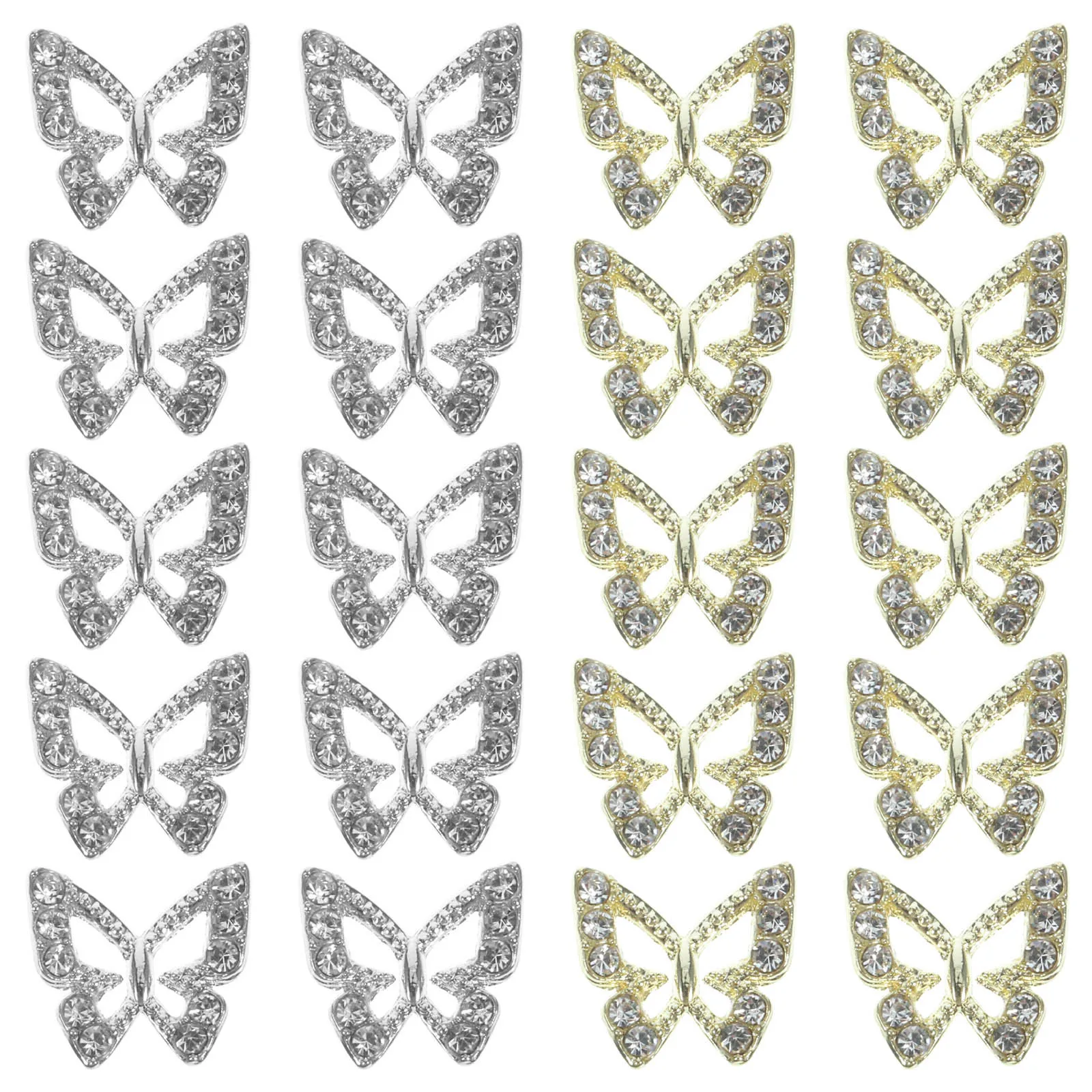 20Pcs Nail Art Charms Butterfly Rhinestone Gems Women Manicure Decorations Christmas Party Supplies Nail Charms