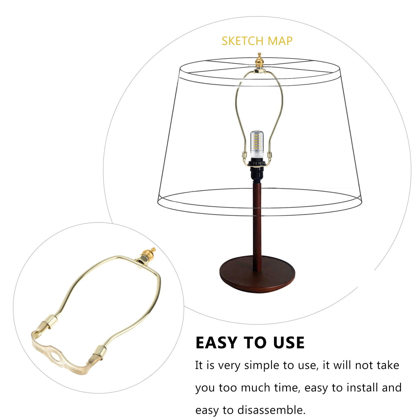 

Horn Lamp 6 Inches Iron Frame for Floor Table Lamps Durable Metal Easy Lampshade Bracket Install Lighting Accessories