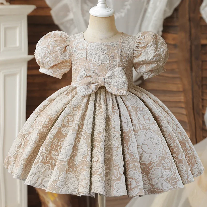 Elegante Meisje Feestjurk Voor Vintage Prinses Bloem Jurk Voor Bruiloft Kinderen Verjaardag Heilige Communie Formele Gala Jurk 1-5 Jaar Baby