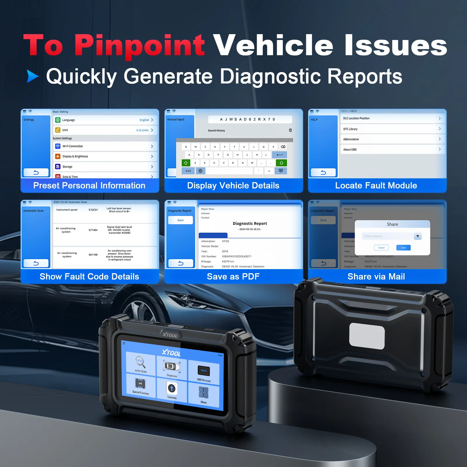 XTOOL D5S OBD2 Professional Auto Diagnostic Tool with15 Reset CAN FD & FCA Diagnostic Scan Tool of PCM/TCM/ABS/SRS/EPB 5 System