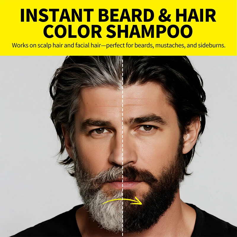 250ml Natural Black Hair Dye Shampoo for Men Instant Gray To Black Ginger Hair Dye Repair White Hair Care Black Beard Shampoo - view 5