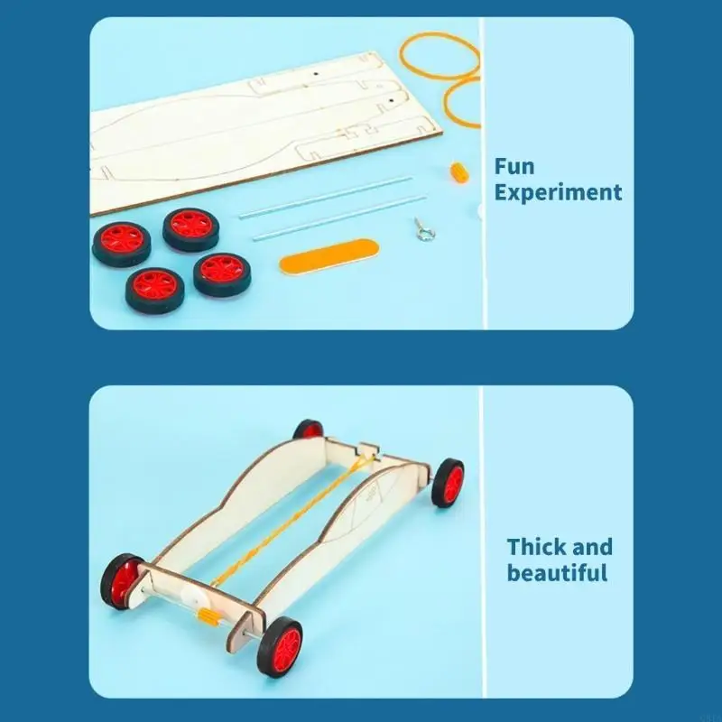 G8TA Rubber -Band Powered Car Assembly Toy Science Experiment Set для Kid 6 ＋