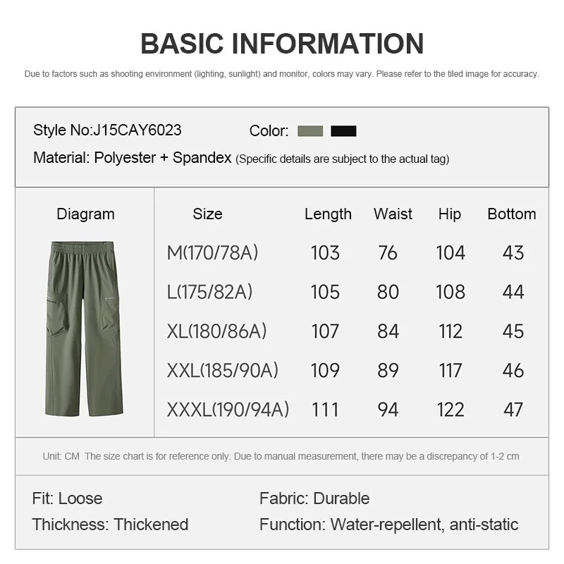 GOLDEN CAMEL Men's Hiking Pants Workwear Warm Plus Fleece Pant Straight Paratrooper Loose Sport Trousers Outdoor Water-repellent