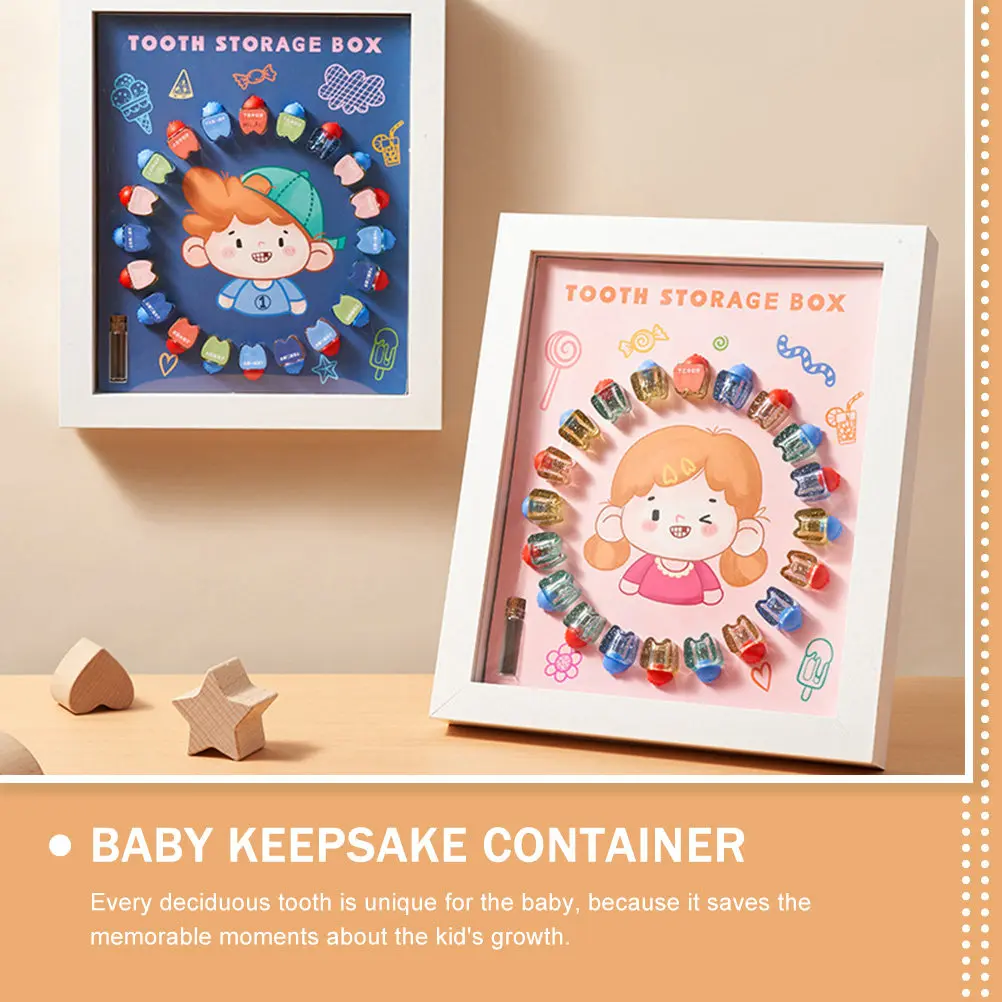 

Milk Teeth Storage Box Baby Keepsake Frame Memorial Tooth Saver Holder Newborn Hair Container ABS Material Practical Durable