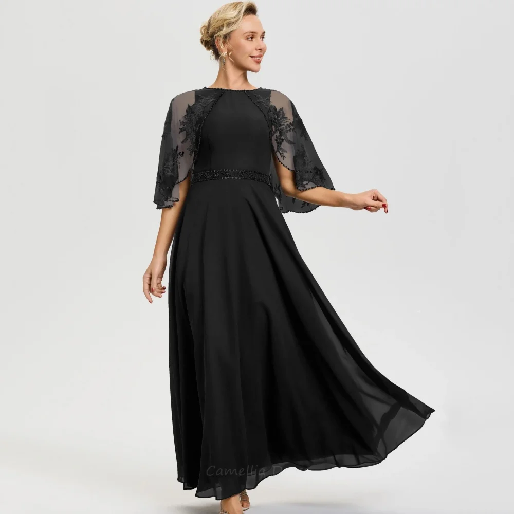 Elegant Formal Mother Of The Bride Dress Lace A Line Chiffon New Ankle Length Wedding Party Gown Vestidos Para Madrina