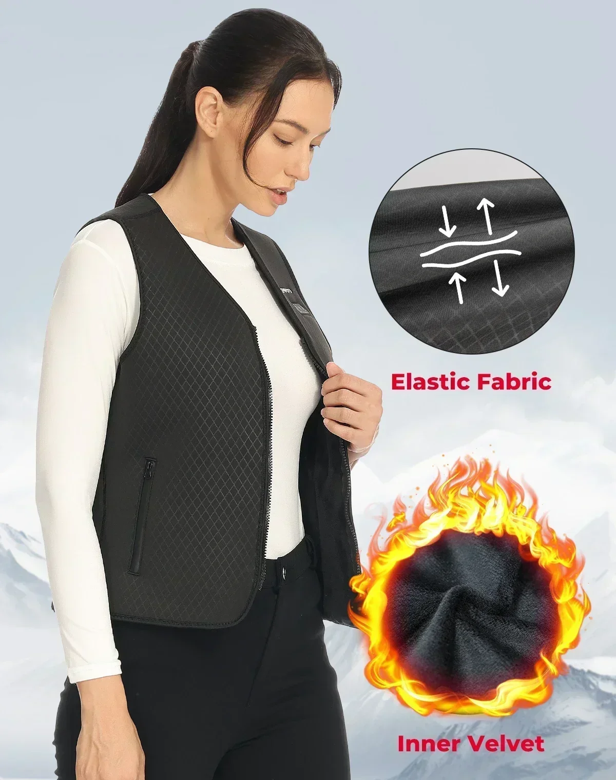 KEMIMOTO-Veste Chauffante Electrique pour Homme et Femme, Chauffe Hiver, dehors, Ski, Randonnée, Température Réglable, Lavable