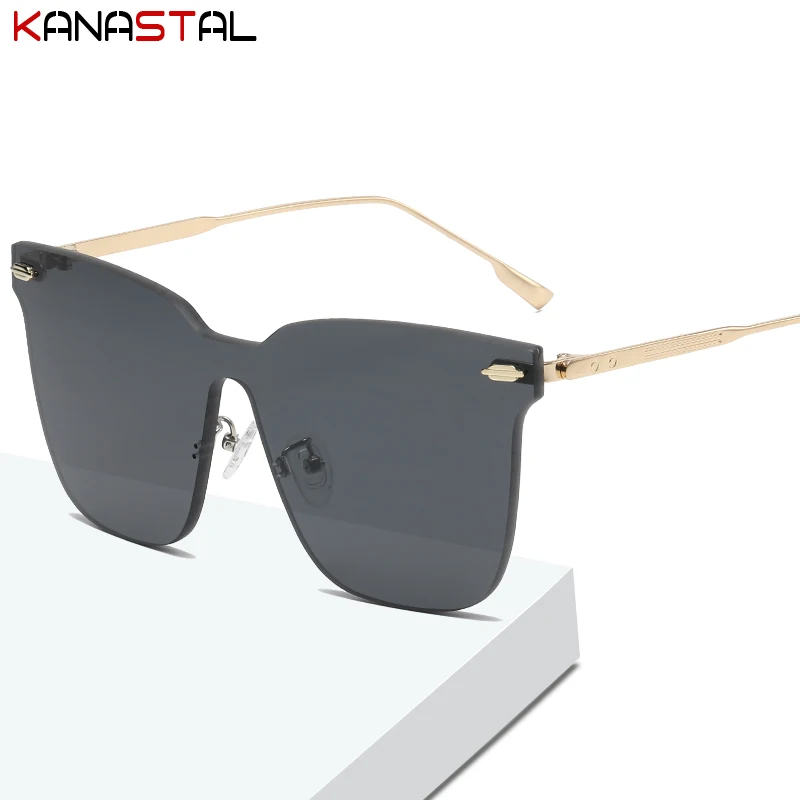 

New Women Polarized Sunglasses UV400 Trend One Piece Lens Frameless Metal Eyeglasses Fishing Travel Outdoors Men Visor Eyewear