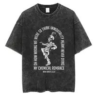Camisetas lavadas de Rock Band My Chemical Romance para hombres y mujeres, de manga corta Camiseta de algodón, Punk, Hip Hop, Black Parade, de gran tamaño
