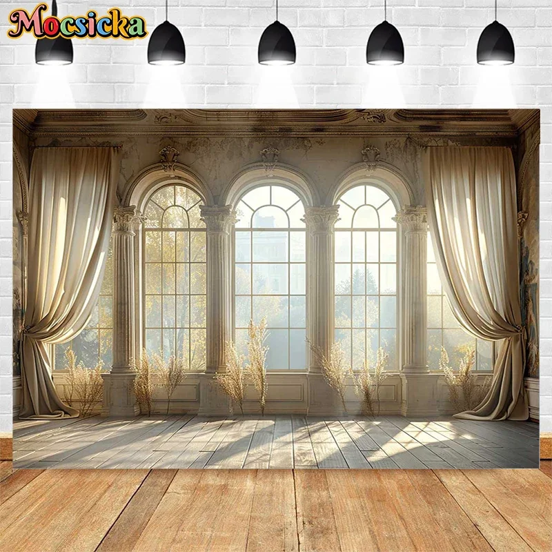Tło fotograficzne Mocsicka Vintage Pałac Łuk Okno Dorosły Urodziny Ślub Ciąża Portret Dekoracja Tło Studio Fotograficzne