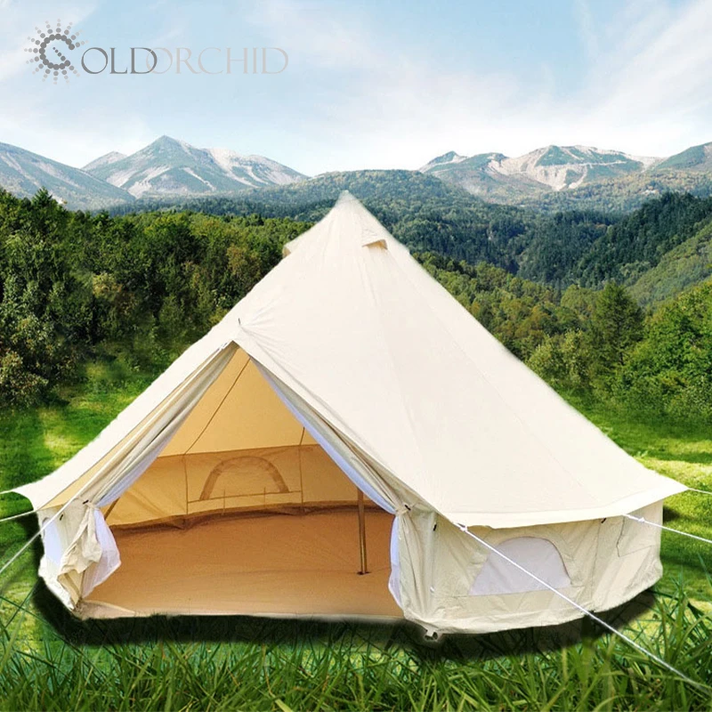 New style cotton canvas large 8-10 person camping indian bell tents for outdoor camping hiking travelling beach