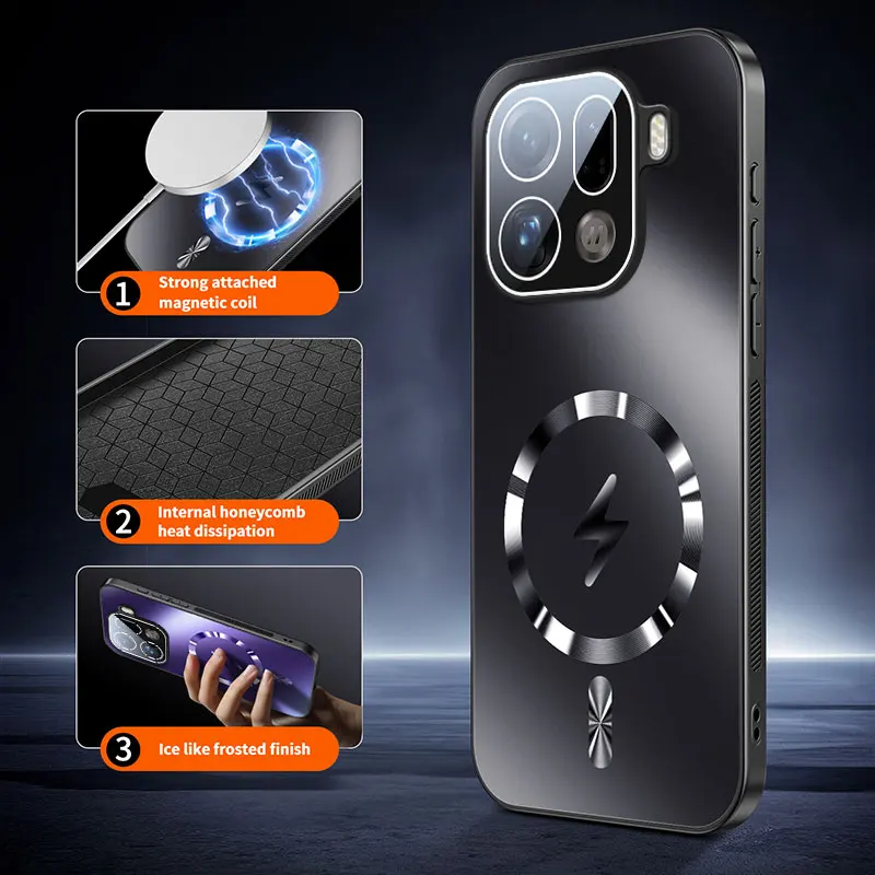 حافظة لهاتف OPPO Find X9 Pro جديدة AG غير لامعة Lightning غلاف صلب مغناطيسي مضاد للسقوط لهاتف OPPO Find X9 ممتص للصدمات Funda