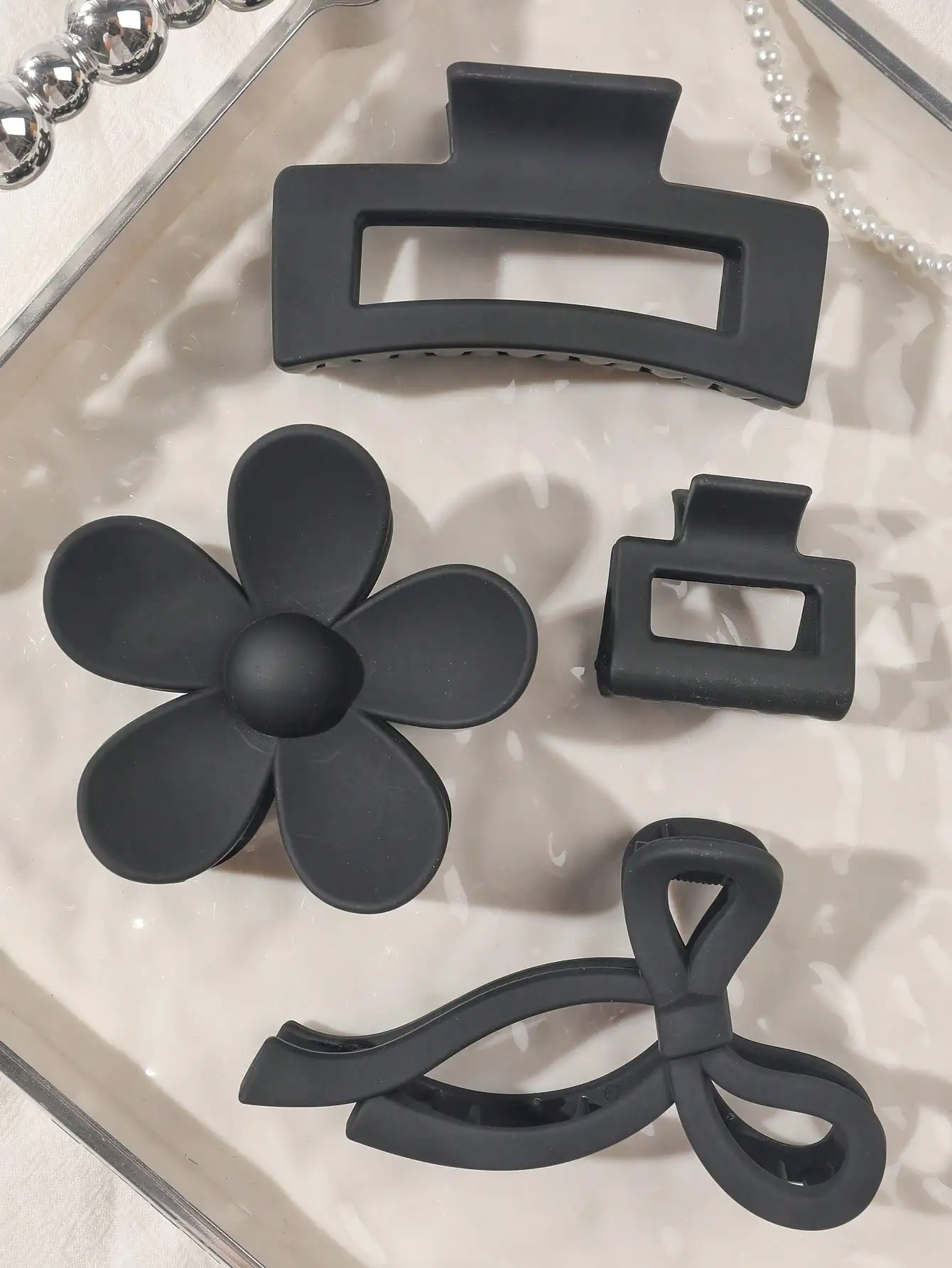 4 Stück neutrale Farben, große Krallenklammern für Frauen, quadratische und blumenförmige Haarspangen für dickes Haar, verschiedene Stile, Haar-Accessoires – Detail 5