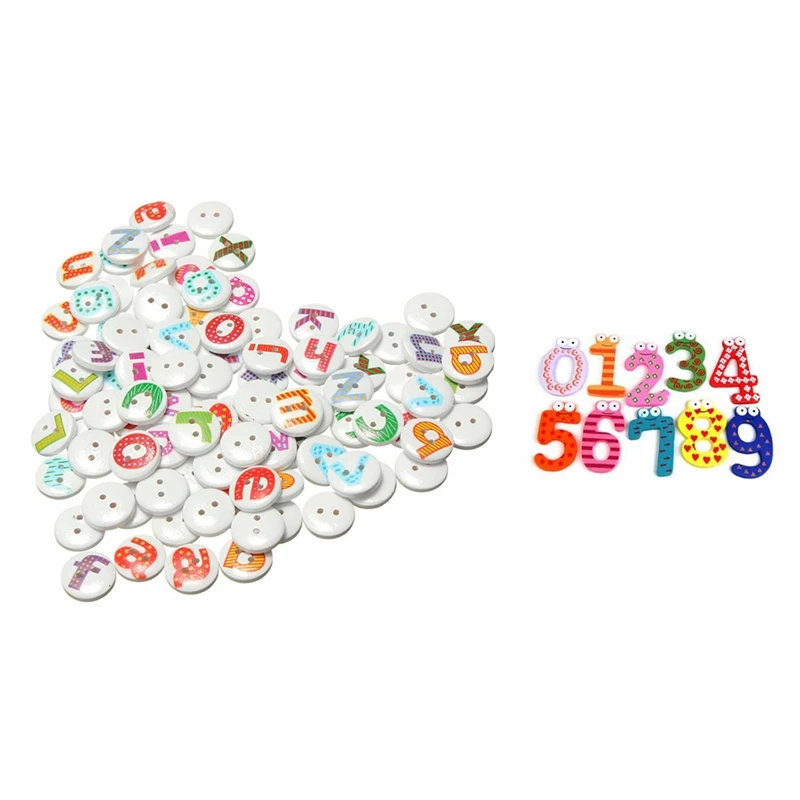 100Pcs Mixed Painted Letter Alphabet Wooden Sewing Button Scrapbooking With Funky Fun Colorful Magnetic Numbers Wooden Fridge Ma