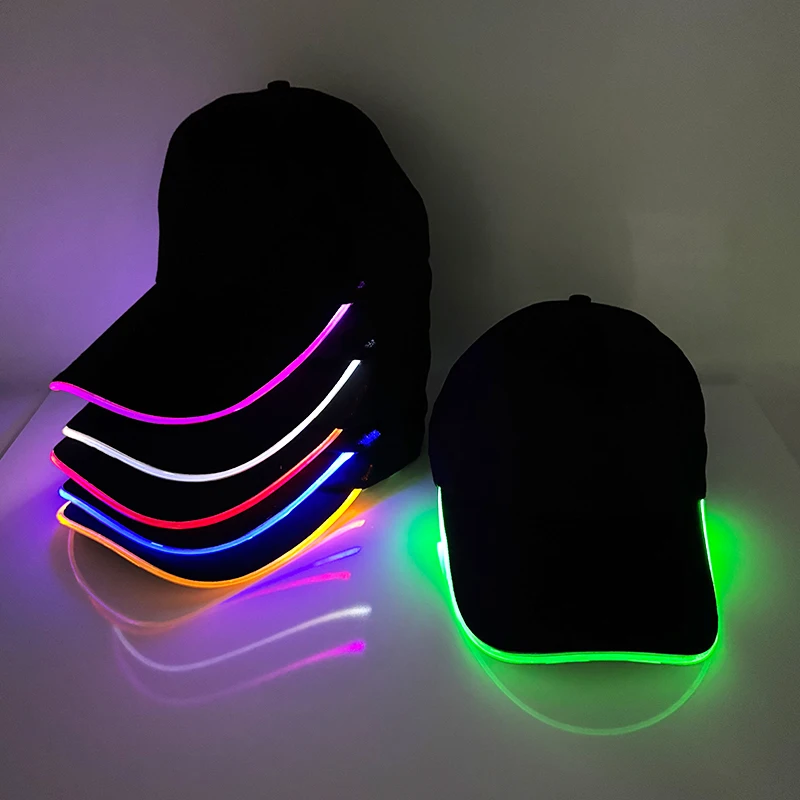 Fluorescent LED Fiber Optic Hat Neon Glowing Baseball Cap Dance Bar Party Supplies Hiphop Rap Hat Club Props Costume