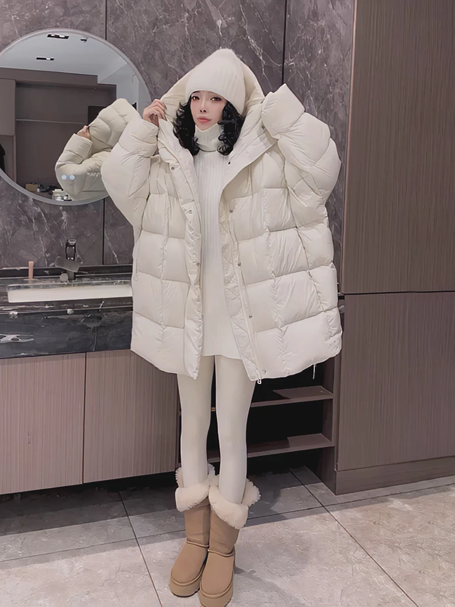 

Новая женская стеганая куртка-пуховик Sli White Du с капюшоном, теплая зимняя, красивая, большая, утепленная