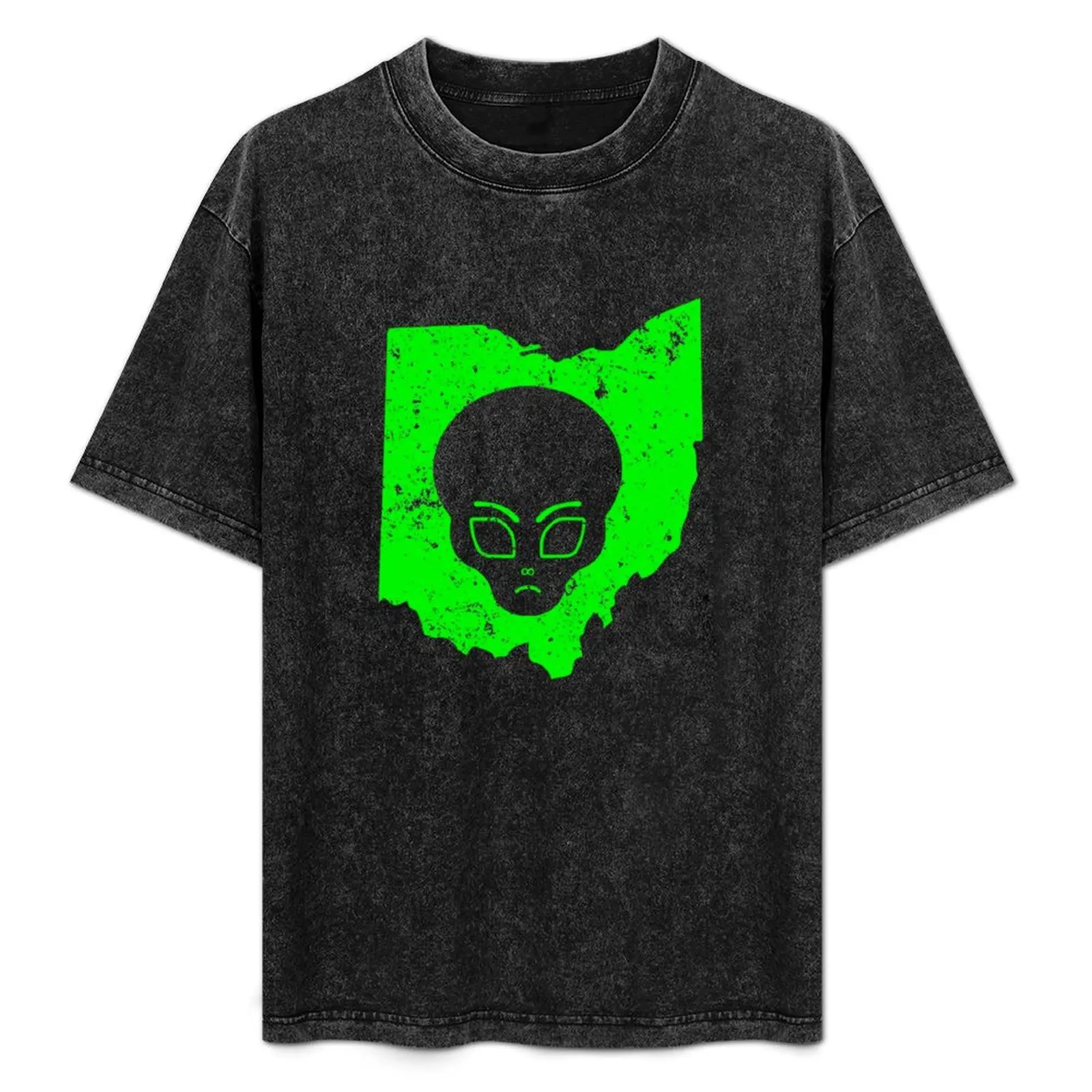 

UFO Conspiracy Design Green Alien Ohio Cute Alien T-Shirt vintage clothes anime figures tees fruit of the loom mens t shirts
