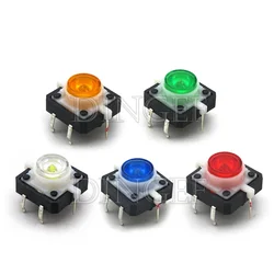 5PCS 12X12X7.3mm Tactile Push Button Switch Momentary Tact LED 5 Color 12*12*7.3mm 12*12*7.3 Red Green Blue Yellow White