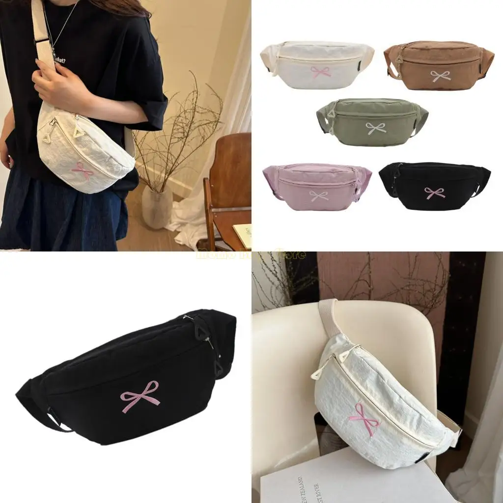 

X90D Fashionable Chest Bag With Decorative Bows Detailing Multi Functional Storage Compartments Comfortable Wear For Women