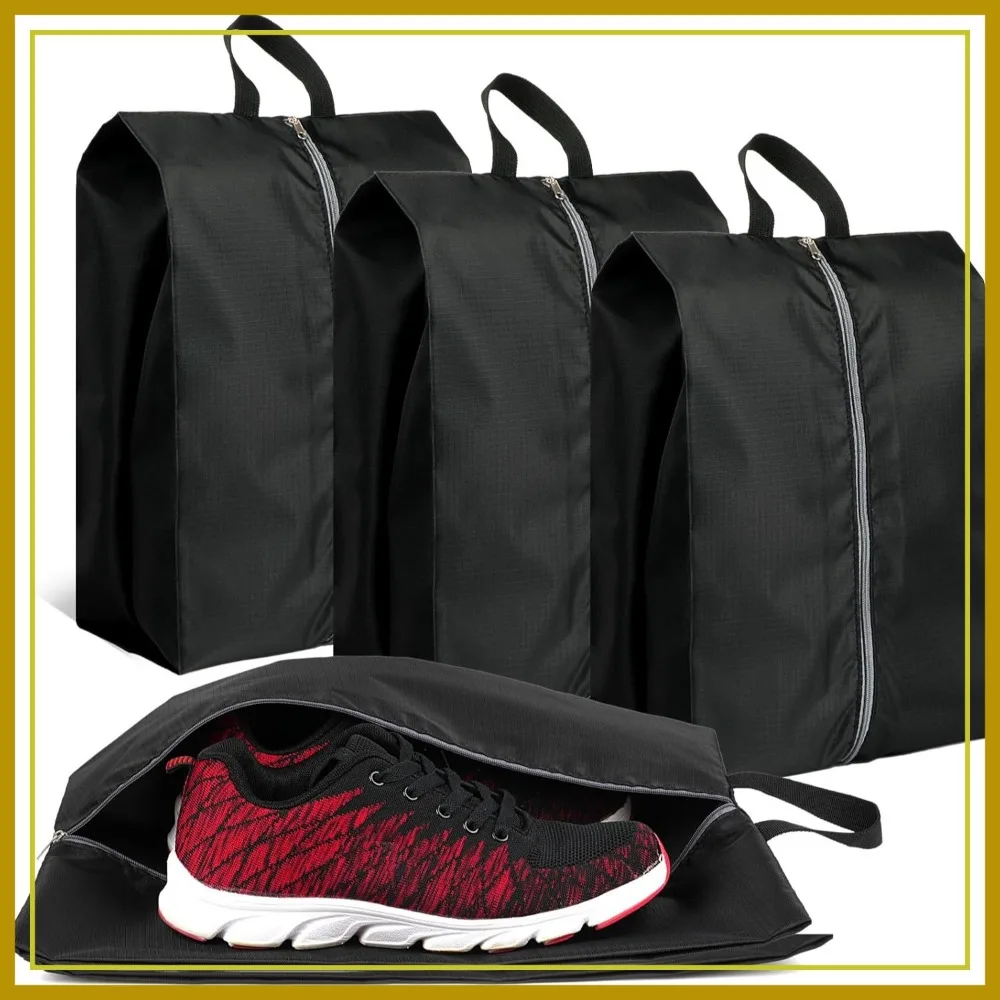 

4 Pack Waterproof Travel Shoe Bags for Men & Women, Large Zippered Organizer