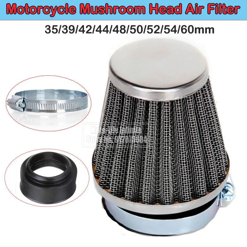 Motorcycle Air Filter Mushroom Head 35/39/42/44/48/50/52/54/60mm Universal Clamp On Pod Cleaner For ATV Pit Dirt Bike Scooter