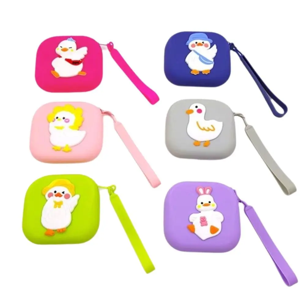 لطيف سيليكون عملة المحفظة سستة متعددة الأغراض محفظة صغيرة الكرتون بطة معصمه حقيبة يد سماعة أحمر الشفاه #4