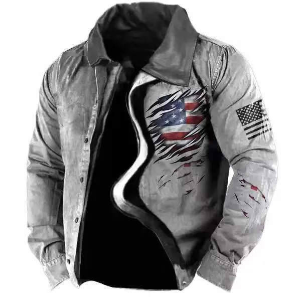 2022 Men\'s Casual Zipper Loose Trend Brown Cotton Youth Jacket with Thick Side Seam Inserts Men Jacket  Bomber Jacket