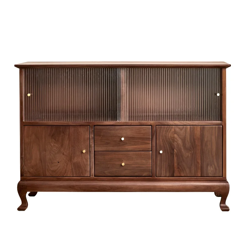 

North American black walnut solid wood dining side cabinet multi-functional retro storage cabinet simple living room