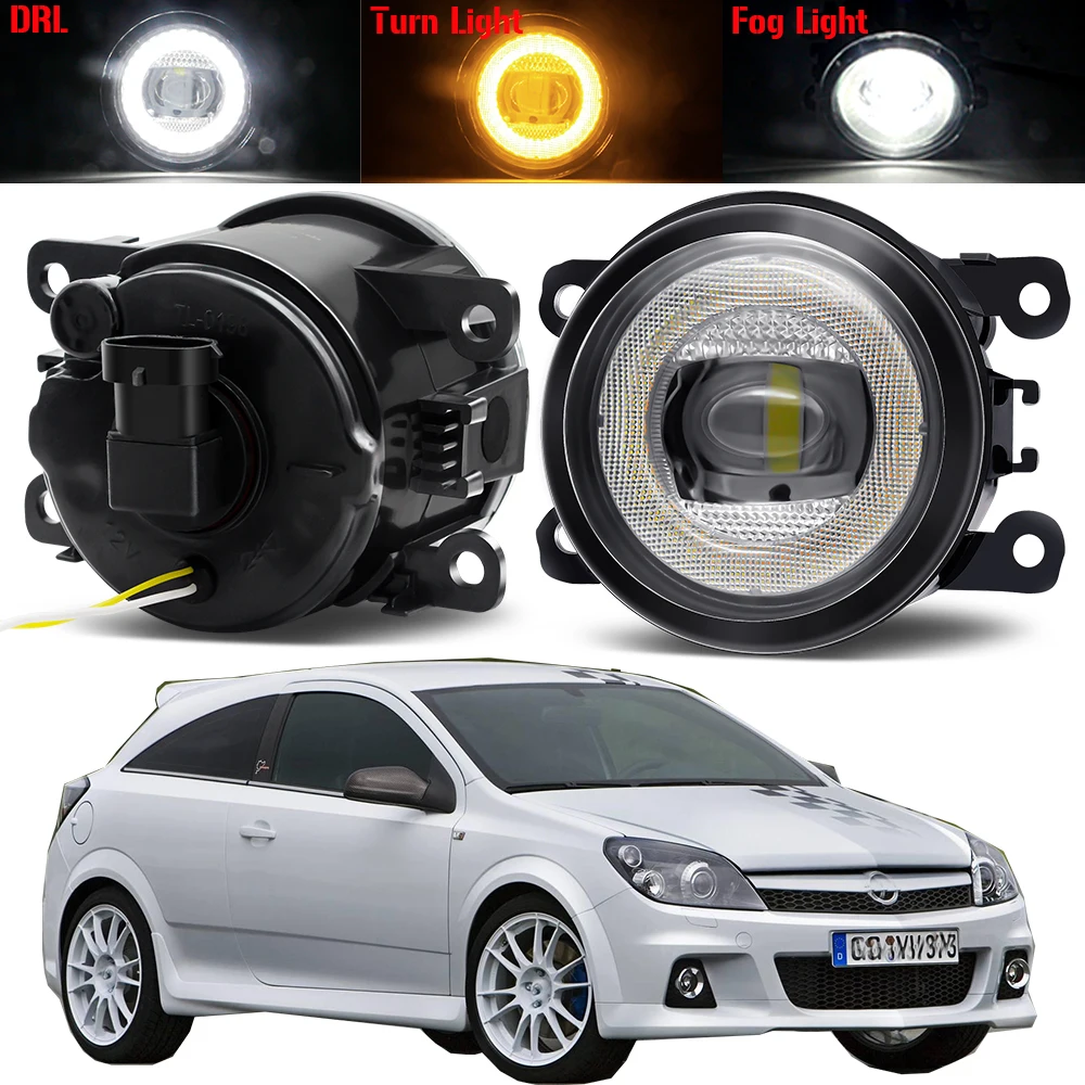 2 X Car Front Bumper Fog Light Assembly For Vauxhall Opel Astra G H 1998-2010 Angel Eye LED Fog Turn Signal Daytime Running Lamp