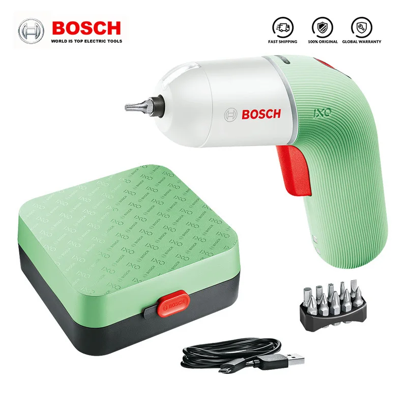 Bosch IXO6 Portable Electric Screwdriver Home Office DIY Multi-Tool USB Charge Cordless Hand Drill Gardening Set Tool with Case