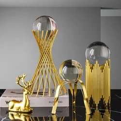 Modern Wrought Iron Metal Crystal Ball, Home Furnishing, Crafts Style, Furnishing Articles, Sitting Room, TV, Light, Luxury